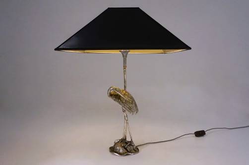 Maison Jansen table lamp, silver plated crane, 1960`s ca, French